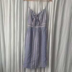 Lush Blue and Cream Striped Midi Dress